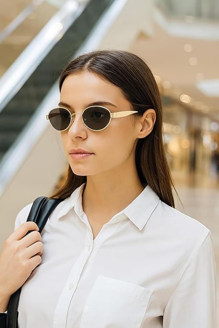 18k Gold plated Trendy Luxury Oval Sunglasses